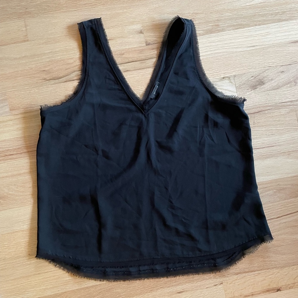 Halogen freyed edge v neck tank